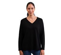 CASH-MERE.CH Pull 100 % cachemire pour femme avec coupe droite et fente latérale | Pull col en V 2 fils, Noir , M
