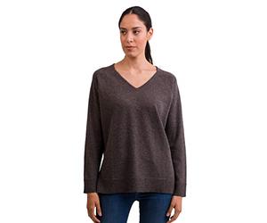 CASH-MERE.CH Pull 100 % cachemire pour femme avec coupe droite et fente latérale | Pull col en V 2 fils