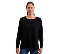 CASH-MERE.CH Pull 100 % cachemire pour femme avec coupe droite et fente latérale | Pull col rond 2 fils, Noir , L