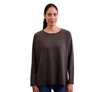 CASH-MERE.CH Pull 100 % cachemire pour femme avec coupe droite et fente latérale | Pull col rond 2 fils, Taupe mélangé., L