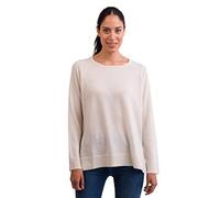 CASH-MERE.CH Pull 100 % cachemire pour femme avec coupe droite et fente latérale | Pull col rond 2 fils, Blanc., XL