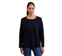 CASH-MERE.CH Pull 100 % cachemire pour femme avec coupe droite et fente latérale | Sweater col rond 2 fils. - Bleu - Large