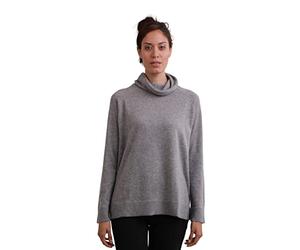 CASH-MERE.CH Pull 100 % cachemire pour femme - Col roulé à 2 fils, gris, XL