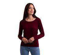 CASH-MERE.CH Pull 100 % cachemire pour femme | Pull col rond 2 fils, Rouge noir., XL