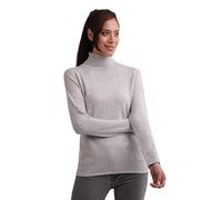 CASH-MERE.CH Pull 100 % cachemire pour femme | Pull col roulé 2 fils, gris clair, M