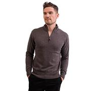CASH-MERE.CH Pull | Chandail pour Hommes avec Un Col Montant À Fermeture Éclair 100% Cachemire (Gris/Taupe Mélange, XL)
