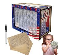 Cash Savings Challenge Box - Coffre-Fort en Bois réutilisable de 10 000 Dollars avec d'objectif, boîte financière - pour, Adolescents, Adultes, Apprentissage de la Gestion de