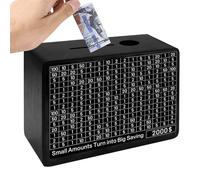 Cash Vault Boîte de défi en bois - Boîte à monnaie 10 000 Savings Challenge Box | Boîte à monnaie en bois 10 000 | Boîte de défi pour économiser de l'argent | Banque d'argent pour les vacances