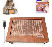 Cash Vault Wooden Savings Box, Money Saving Box for Cash Saving, 10000 Savings Challenge Box, Wooden Cash Vault with Money Target and Numbers Counter for Adults Kids (Light Brown, 3000)