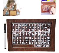 Cash Vault Wooden Savings Box, Money Saving Box for Cash Saving, 10000 Savings Challenge Box, Wooden Cash Vault with Money Target and Numbers Counter for Adults Kids (Brown, 1000)