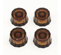 CashBeat Lot de 4 boutons de guitare électrique style abat-jour pour guitares PRS, LP, SG, Les Paul - Ambre avec noir, 18 cannelures, accessoires de guitare et pièces de rechange