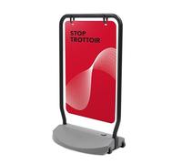 CASHDISPLAY Support publicitaire extérieur avec base rechargeable et roues | Présentoir sur pied avec graphique double face | Affiche pour magasins, foires et événements en plein air