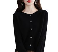 Cashmere Sweaters for Women, Cardigans Sweater, Long Sleeve Soft Warm Cashmere (Black,Medium)