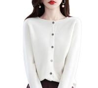 Cashmere Sweaters for Women, Cardigans Sweater, Long Sleeve Soft Warm Cashmere (White,Small)