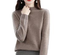 Cashmere Sweaters for Women, Pink Cashmere Sweater, Long Sleeve Soft Warm Cashmere Sweaters (Camel,L)