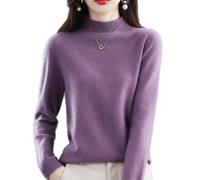 Cashmere Sweaters for Women, Pink Cashmere Sweater, Long Sleeve Soft Warm Cashmere Sweaters (Purple,S)