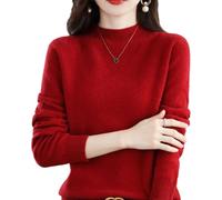 Cashmere Sweaters for Women, Pink Cashmere Sweater, Long Sleeve Soft Warm Cashmere Sweaters (Wine Red,M)