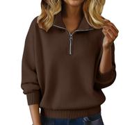 Cashmere Sweaters for Women Trendy Half Zip Pullover Tops Cozy Polo V Neck Wool Shirts Lightweight Fall Sweatshirts