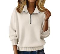 Cashmere Sweaters for Women Trendy Half Zip Pullover Tops Cozy Polo V Neck Wool Shirts Lightweight Fall Sweatshirts