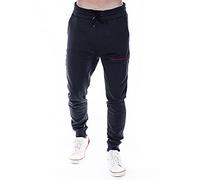 Cashmere Zone-Pantalon de Survêtement Homme Fitness Sport Confortable pour Randonnée 100% Coton Pur Poches Zippées (M, Noir)