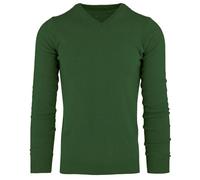 Cashmere Zone - Pull Homme Col V Hiver à Manches Longues, Doux et Chaud, en Mélange de 5% Cachemire, 25% Laine, 30% Viscose et 40% Polyamide(XL,Vert forêt)