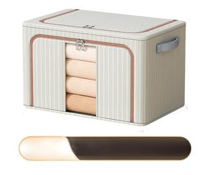 CashMuch 1 boîte de rangement pliable haute capacité avec devant pour l'organisation de la maison, pour vêtements en tissu Oxford avec cadre en métal, 60 x 42 x 40 cm (bleu 100 L, 60 x 42 x 40)