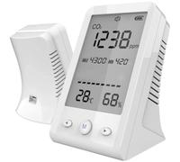 CashMuch Compteur de CO2 avec capteur de température et d'humidité, moniteur de qualité de l'air intérieur avec écran LCD, capteur NDIR, plage de 400-5000 ppm, rechargeable par USB, batterie 1600 mAh