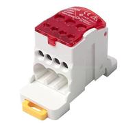 CashMuch Connecteur de boîte de jonction de distribution d'alimentation 80 A à 500 A sur rail DIN avec base ignifuge, 1 entrée multie sorties, pour câblage électrique (rouge)