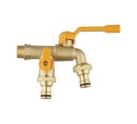 CashMuch Connecteur d'eau double robinet en laiton pour tuyau d'arrosage, troisième adaptateur 2 voies avec BSP 1/2", entrée/sortie de 20 mm, pour irrigation, machine à laver et réservoir d'eau