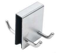 CashMuch Crochet porte-serviette pour douche sans perçage avec coussinet éponge antidérapant, double crochets en acier inoxydable organisateur de salle de bain pour portes en verre 6-11 mm