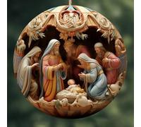 CashMuch Décoration de Noël en acrylique effet vitrail 8 cm fabriquée à la main avec boîte et ruban, édition collector (E et E)