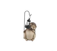 CashMuch Hérisson solaire d'intérieur et d'extérieur en résine (gris) | Adorable pose main sur le visage, pour un accent fantaisiste dans le jardin, panneau solaire à chargement automatique