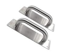 CashMuch Hvy Duty Lot de 2 poignées de porte en acier inoxydable pour portes coupe-feu, granges, garages et abris de jardin, finition argent brossé, convient aux portes de 10 mm à 30 mm d'épaisseur