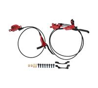 CashMuch Kit de freins à disque hydrauliques pour VTT, étrier à 4 pistons, huile minérale, pour montage sur poteau 51 mm IS et 74 mm, tube avant 800 mm et arrière 1450 mm, noir ou rouge