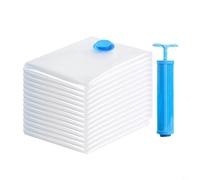 CashMuch Lot de 10 petits sacs de rangement sous vide avec pompe à main, sacs économiseurs d'espace pour vêtements, literie, couvertures, sacs de compression hermétiques en PA, blanc (valve bleue 35 x
