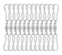 CashMuch Lot de 12 clips rotatifs en acier inoxydable à double crochet pour carillon éolien de jardin extérieur Mangeoires à oiseaux Drapeaux 360° pour matériel de suspension Argenté 7,2 cm