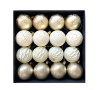 CashMuch Lot de 16 boules de Noël colorées de 6 cm, boules de Noël légères à suspendre pour décoration de vacances, plusieurs couleurs au choix (pour champagne)