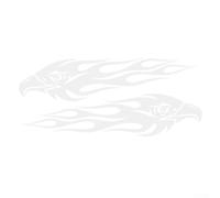 CashMuch Lot de 2 autocollants Eagle pour moto, voiture, SUV, camion, motif flamme, 20 x 5 cm, matériau haut de gamme, imperméable, noir, blanc, coloré