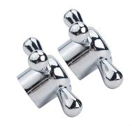 CashMuch Lot de 2 boutons de robinet, poignées de robinet en alliage robuste pour noyau de 8 mm de diamètre, pièces de rechange pour lavabo de cuisine et salle de bain, finition argentée, vis incluses