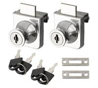 CashMuch Lot de 2 verrous de porte en verre avec 2 clés, en alliage de zinc pour armoire Disay, armoire de classement, casier, tiroir, armoire de bureau, antivol pour centres commerciaux, bureaux et