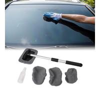 CashMuch Lot de 5 brosses de lavage de voiture télescopiques avec poignée réglable, 4 housses en microfibre grises et flacon pulvérisateur pour fenêtres, verre, miroirs et sols