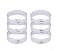 CashMuch Lot de 6 anneaux à gâteau ronds perforés en acier inoxydable 304 pour la cuisson de gâteaux, mousses, tartelettes pour un usage domestique, résistants à la chaleur et faciles à nettoyer (10