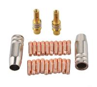 CashMuch Mb15 15Ak Mig Kit d'accessoires pour brûleur de soudage avec buse de contact, diffuseur de 0,6 mm à 1,2 mm, cuivre et laiton, pour Arccaptain Mig200 et Mig130, 20 têtes de contact, 2 gaz