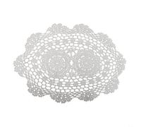 CashMuch Napperons ovales en dentelle pour tables - Style vintage - Crochet à la main - Coton - Motif floral - 25 x 35 cm - Blanc