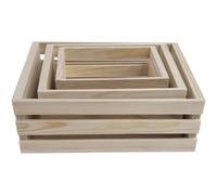 CashMuch Panier de rangement en bois de pin pour mini accessoires, boîte de rangement personnalisable pour maison de poupée, travaux manuels et décoration d'intérieur, finition robuste, beige (22 x 17