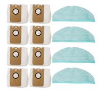 CashMuch Reacement Mop Th et sac à poussière pour Conga 8090, 9090 Ai Ro Uum Ensemble de pièces compatibles avec 5 chiffons lavables et 8 filtres H-Efficiency, accessoires en tissu non tissé