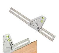 CashMuch Règle de travail du bois multifonction avec niveau, mesure d'angle et rapporteur, outil en acier inoxydable pour menuiserie et fabrication de meubles, argent