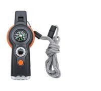 CashMuch Sifflet de survie 7 en 1 avec boussole, thermomètre, loupe, lumière LED et compartiment scellé pour les aventures en plein air et la préparation aux situations d'urgence