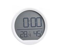 CashMuch Thermohyomètre Ck avec affichage de la température et de l'humidité, grand écran intérieur Eltronic Alarme Ck avec date, format 12/24h, interrupteur °F/°C, ventouse pour montage mural, blanc