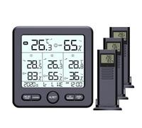 CashMuch Thermomètre numérique sans fil pour intérieur et extérieur - Radio Wther Station Kit avec portée de 100 m - Écran de 4,72" - Alimentation par USB/batterie - Noir ou blanc